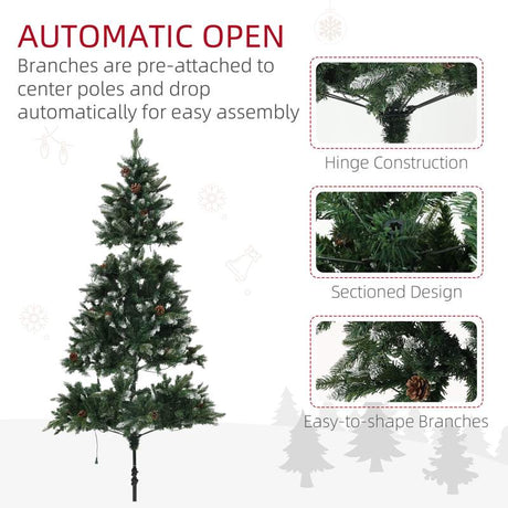 HOMCOM 7ft LED Pre-Lit Artificial Christmas Tree, with Base