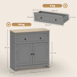 HOMCOM Sideboard Storage Cabinet, Morden Kitchen Cupboard with Adjustable Shelf, Drawer and Double Doors, Sideboard for Living Room, Dining Room, Hallway, Grey