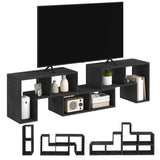 HOMCOM Three-Block Modular TV Stand - Black Wood-Effect