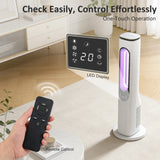 HOMCOM Bladeless Tower Fan for Bedroom, 35dB Standing Cooling Fan with Oscillating, LED Lights, 3 Speeds, 15H Timer, White