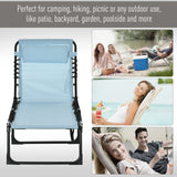 Outsunny Folding Sun Lounger Beach Chaise Chair Garden Cot Camping Recliner with 4 Position Adjustable, Baby Blue