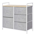 HOMCOM 5 Drawer Linen Basket Storage Unit Home Organisation w/ Shelf Handles Metal Frame Adjustable Feet Hallway Home Dresser Grey