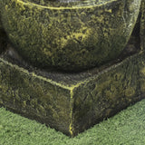 Outsunny Garden Water Feature Waterfall Fountain with 4-Tier Stone Look Bowls, Adjustable Flow