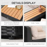 Outsunny 4 PCs Rattan Garden Furniture Outdoor Sectional Corner Sofa and Coffee Table Set  Conservatory Wicker Weave Furniture with Armrest and Cushions - Black