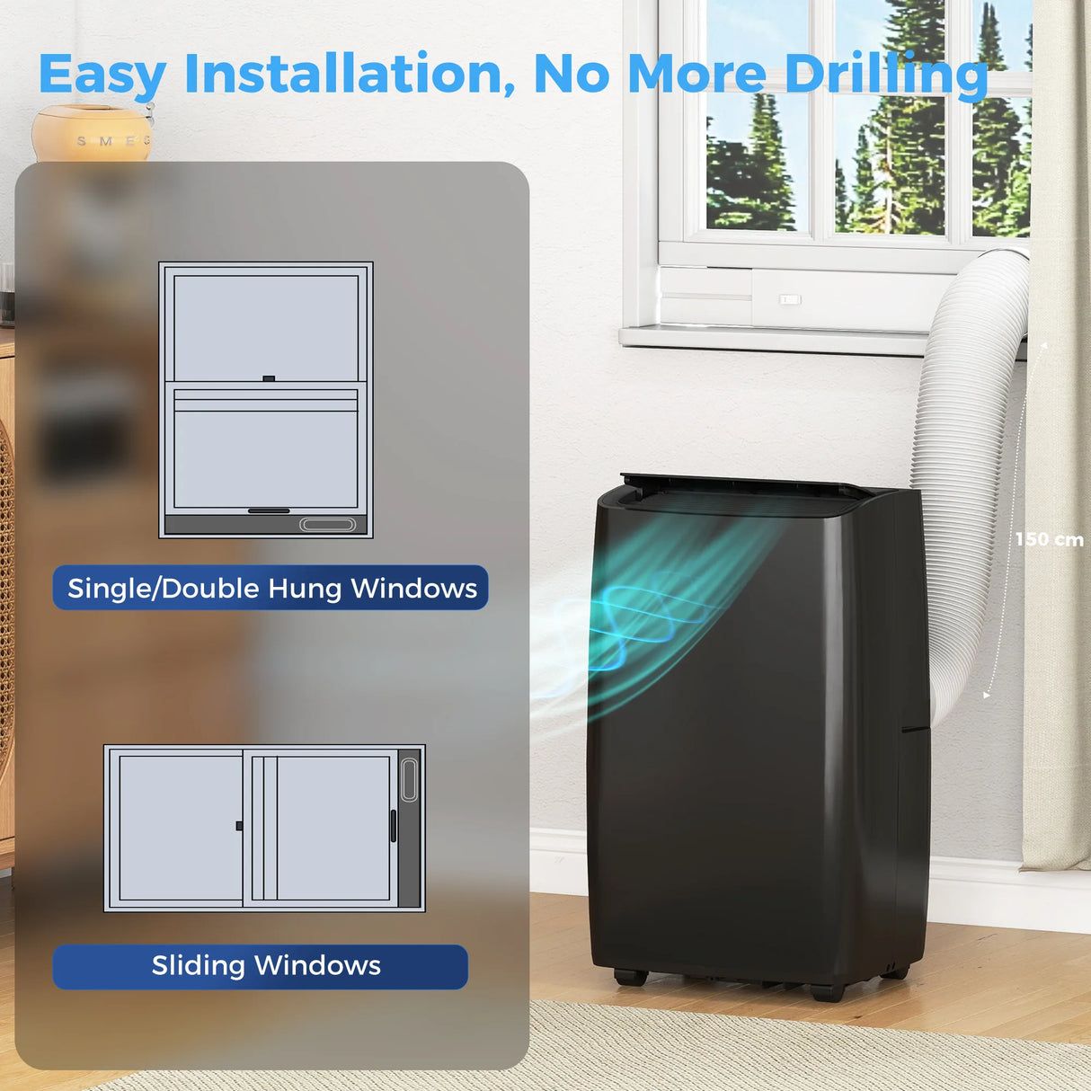 HOMCOM Portable Air Conditioner 14000 BTU, 4-in-1 Air Conditioning Unit, Dehumidifier, Cooling, Fan, Children Lock, 40m2