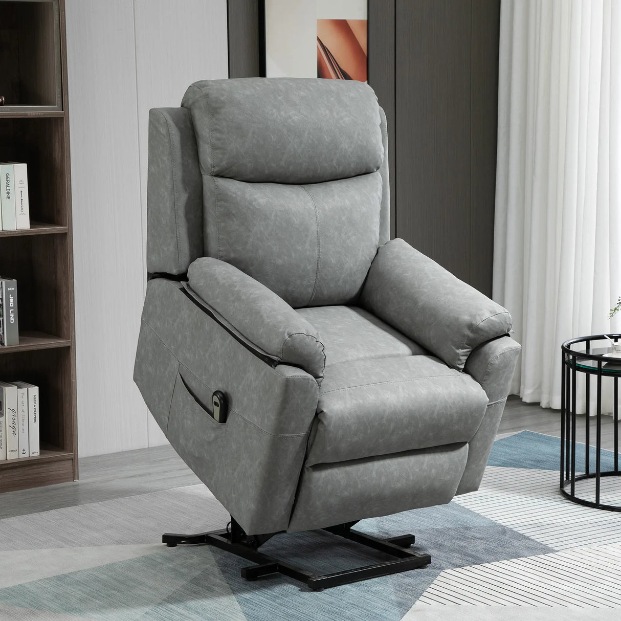 HOMCOM Faux Leather 70 Electric Riser Recliner Chair - Grey
