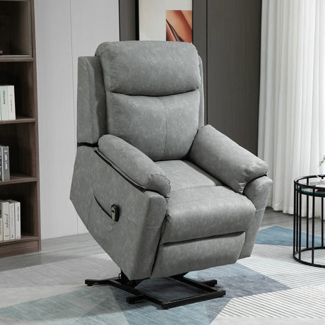 HOMCOM Faux Leather 70 Electric Riser Recliner Chair - Grey