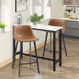 HOMCOM Bar Stools Set of 2, PU Leather Kitchen Stools, Upholstered Breakfast Bar Chairs with Backrest, Steel Legs for Home, Dining Room, Brown