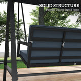 Outsunny Three-Seat Garden Swing Chair, with Adjustable Canopy - Dark Grey