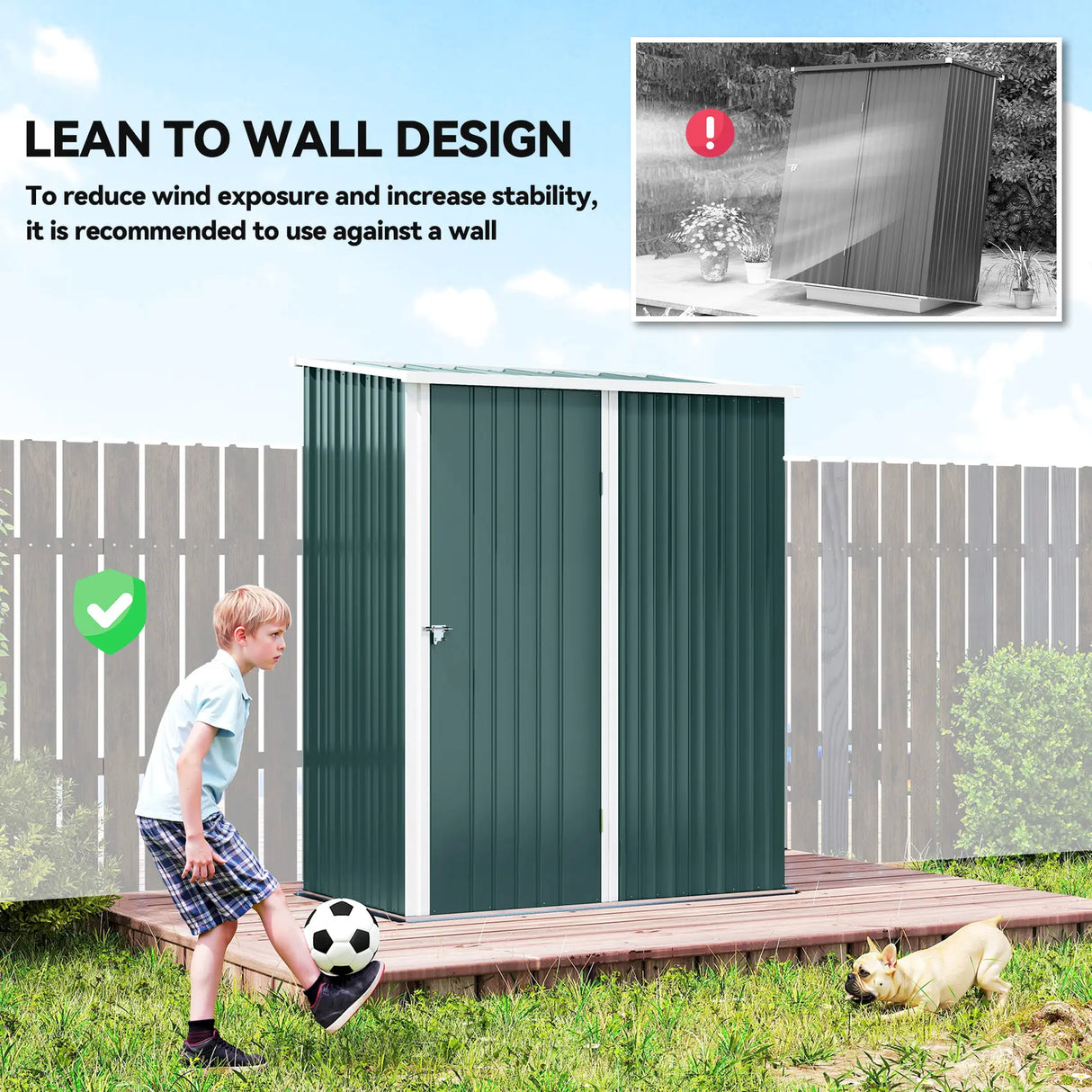 Outsunny 5.3 x 3.1ft Corrugated Steel Garden Shed - Green