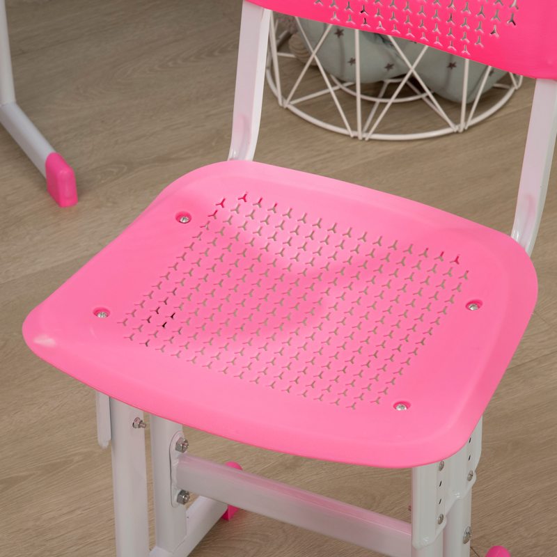 HOMCOM Kids Adjustable Desk and Chair Set, Book Stand, Pen Slot - Pink