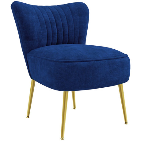 HOMCOM Velvet-Feel Tub Accent Chair - Dark Blue