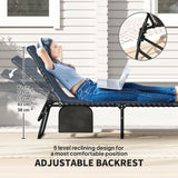 Outsunny Set of Two Reclining Sun Loungers - Dark Blue