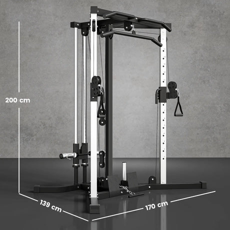 SPORTNOW Home Gym Machine, Multifunctional Gym Equipment with High and Low Pulleys, Pull Up Bar, 15-Position Adjustable Strength Training Workout Station for Full Body Fitness