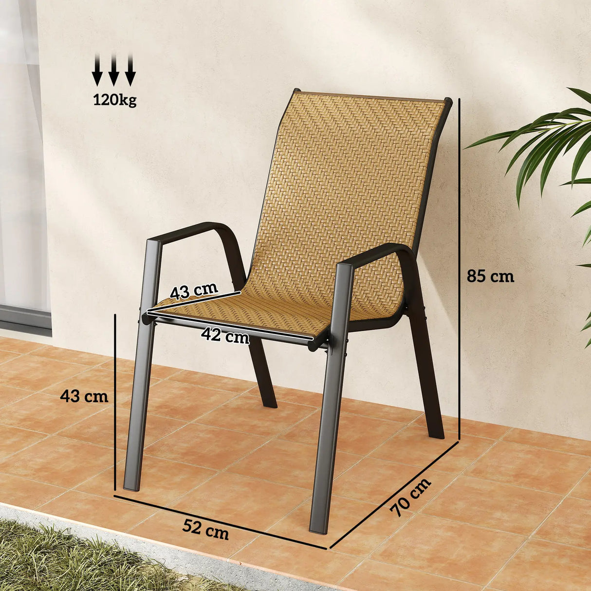 Outsunny Four-Piece Stacking Rattan Garden Seat Set - Khaki