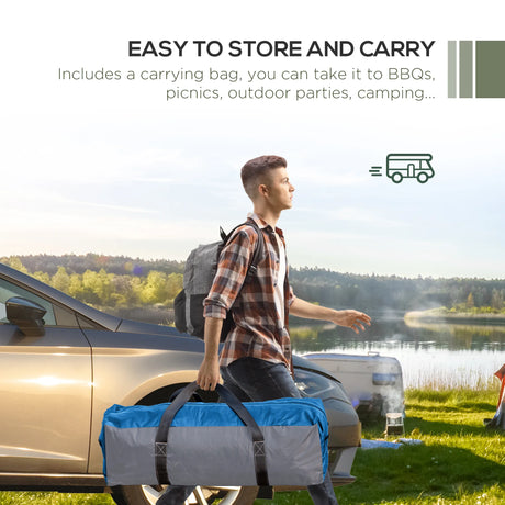Outsunny 3.5 x 3.5M Camping Gazebo, Outdoor Event Shelter Dome Tent Garden Sun Shelter Patio Spire Arc Pavilion Camp Sun Shade Tent for 6-8 Person, Light Blue