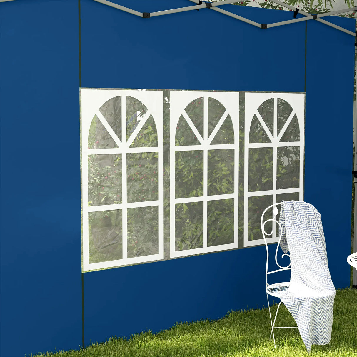 Outsunny Set of 2 Gazebo Side Panels - Blue