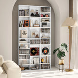 HOMCOM CD Storage Unit with Adjustable Shelves, 102 x 195 cm, Marble Effect