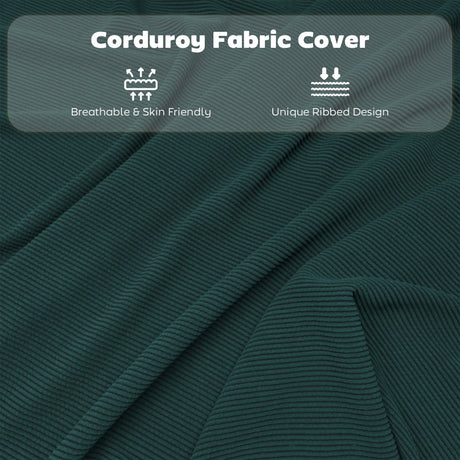 HOMCOM Set of Four Folding Corduroy Seat Chairs - Teal