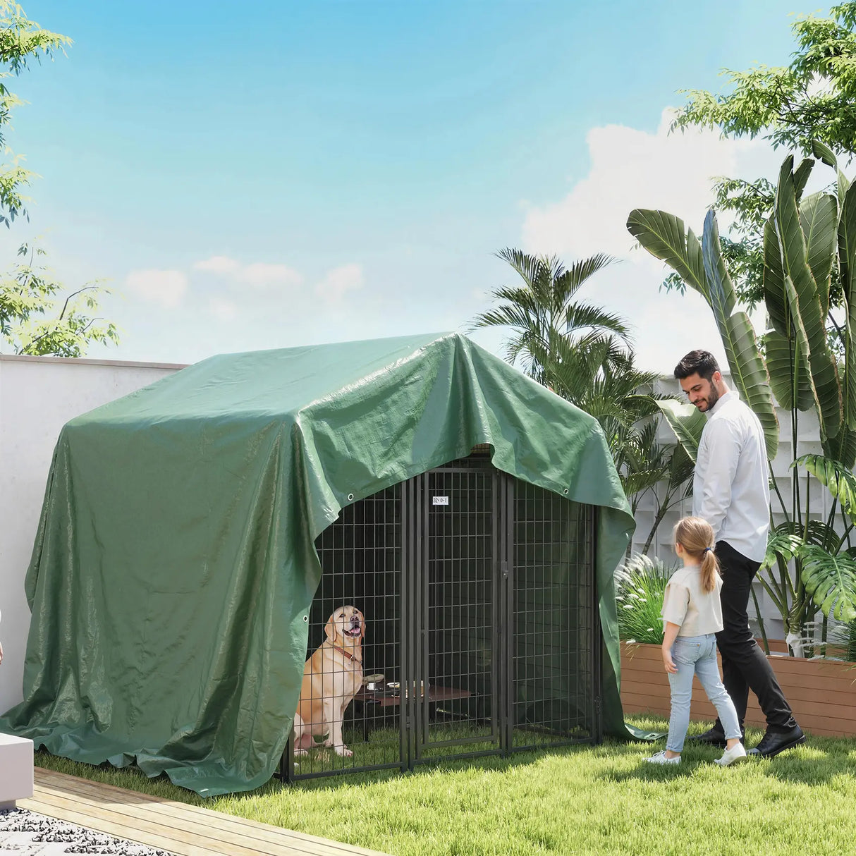 Outsunny 4 x 6m Waterproof Tarpaulin, 90GSM Tear-Resistant PE Tarp with Reinforced Grommets, UV Protected Cover