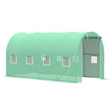 Outsunny Walk-in Polytunnel Greenhouse, Outdoor Garden Tunnel Greenhouse Tent with Zipped Roll-Up Door and 8 Mesh Windows, 4 x 2M