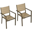 Outsunny Set of Two Aluminium Stacking Garden Chairs - Khaki