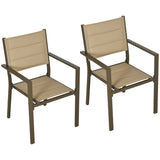 Outsunny Set of Two Aluminium Stacking Garden Chairs - Khaki