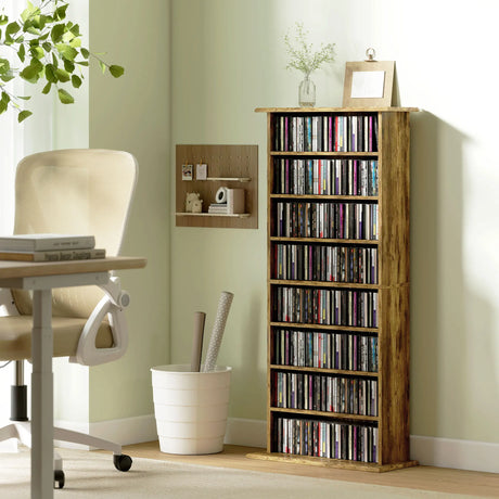 HOMCOM 360 CD Storage Unit - Rustic Brown