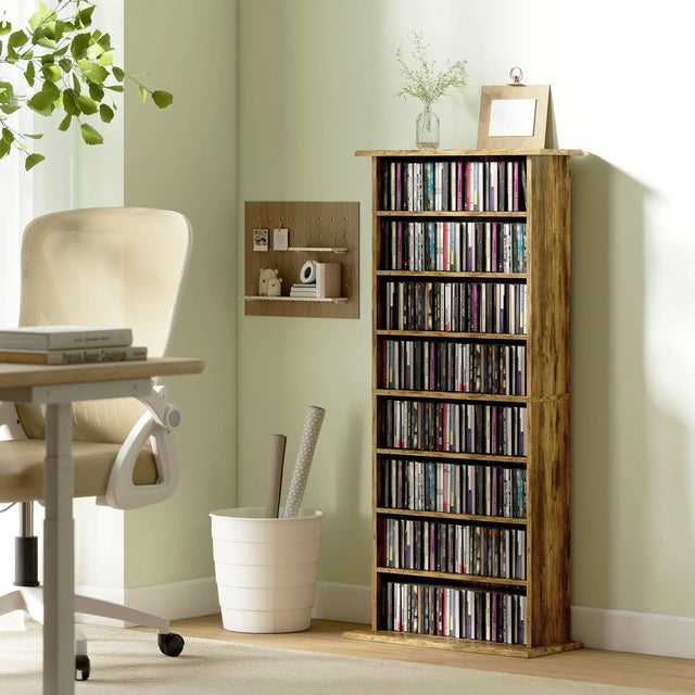 HOMCOM 360 CD Storage Unit - Rustic Brown