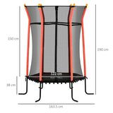 HOMCOM Kids Trampoline Mini Bouncer with Enclosure Safety Net For Ages 3-10 Years - Red