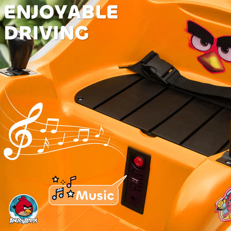 AIYAPLAY Angry Bird Licensed Waltzer Car, 12V Kids Bumper Car w/ Joysticks, Remote, Music LED Lights, Orange