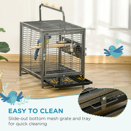 PawHut Parrot Cage, Travel Carry Pet Bird Cage, with Metal Handle