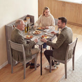 HOMCOM Kitchen Table, Folding Dining Table, with 4-Tier Shelves, Modern Drop-Leaf Table, Grey Wood Effect