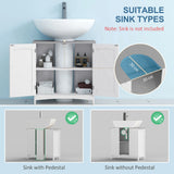 kleankin Pedestal Under Sink Cabinet with Double Doors, Modern Bathroom Vanity Unit, Storage Cupboard with Adjustable Shelves, White