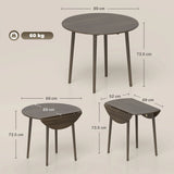 HOMCOM Folding Dining Table for 4, Round Drop Leaf Table, Modern Space Saving Small Kitchen Table with Wood Legs for Dining Room, Grey