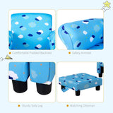 HOMCOM Toddler Chair Children's Armchairs Wood Frame w/ Footrest Anti-Slip Legs High Back Arms for Bedroom Playroom Cute Cloud Star Blue