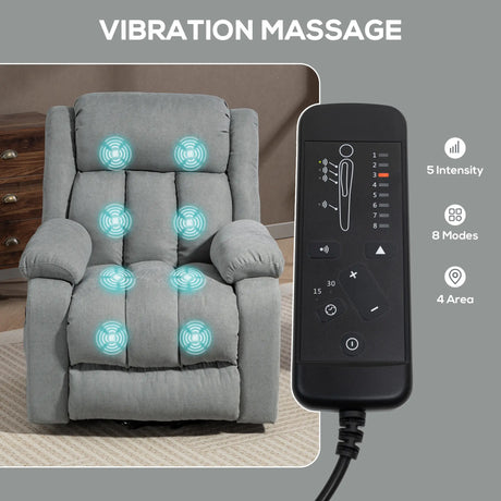 HOMCOM Eight-Point Massage Electric Lift Chair - Light Grey