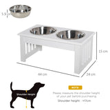 PawHut Raised Dog Feeding Bowls with Stand, Stainless Steel for  Extra Small and Small Dog, 44L x 24W x 15H cm - White