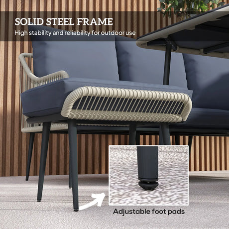 Outsunny Six-Piece Rattan Strong Garden Sofa Set - Grey
