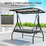 Outsunny Convertible Three-Seater Swing Bench Bed - Dark Grey