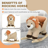 HOMCOM Kids Lion-themed Rocking Horse, with Roaring Sound Button, Seatbelt, Brown
