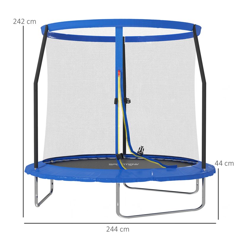 SPORTNOW 8ft Trampoline with Safety Enclosure Net, Steel Frame Outdoor Trampoline, Jumping Mat with Edge Safety Cover for Fitness, Blue