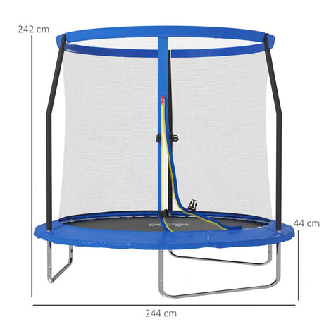 SPORTNOW 8ft Trampoline with Safety Enclosure Net, Steel Frame Outdoor Trampoline, Jumping Mat with Edge Safety Cover for Fitness, Blue