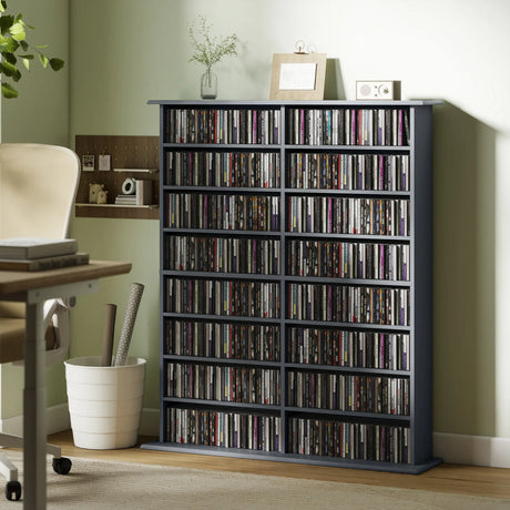 HOMCOM 16-Compartment Media Shelf - Grey