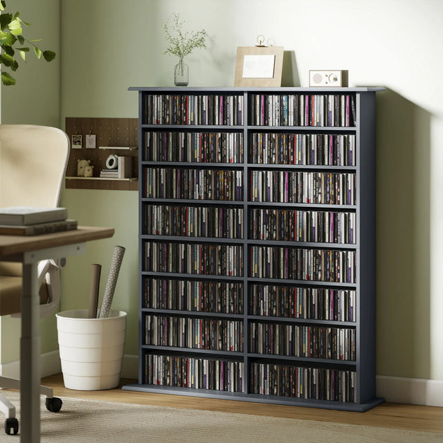 HOMCOM 16-Compartment Media Shelf - Grey