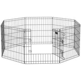 PawHut Dog Playpen, Puppy Pen, Eight-Panel Metal Fence, for Small Dogs, Indoors, Outdoors - Black