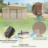 Outsunny 3 x 3 Sturdy Pop Up Gazebo with Solar-Powered LED Lights, Adjustable for Outdoor Events, Khaki