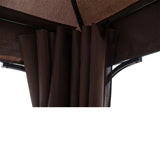 Outsunny 3 x 3(m) Garden Gazebo, Outdoor Gazebo Canopy Shelter with Curtains and Steel Frame for Lawn, Yard and Deck, Coffee