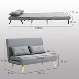 HOMCOM Two-Seater Linen-Look Sofa Bed - Grey