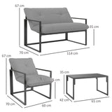 Outsunny Four-Piece Relaxed Back Garden Dining Set - Black/Light Grey